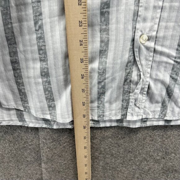 Hugo Boss Dress Shirt Mens Large Gray White Striped Long Sleeve Button Up - Picture 6 of 10